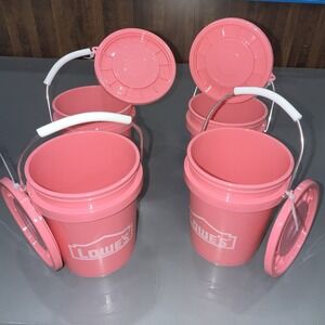 Set of 4 Lowe's mini PINK bucket with Lids viral NEW